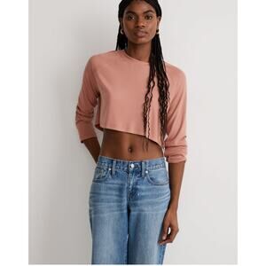 New Madewell Raglan Supercropped Tee in Dried Rose Women's Size M